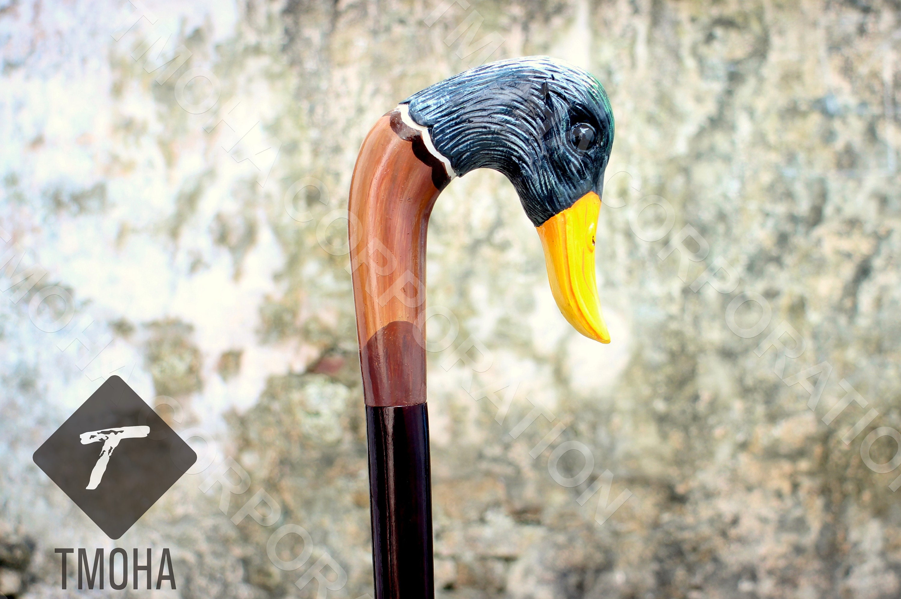 Rare Antique Cane Walking Stick Duck Head Design Handle Walking Cane