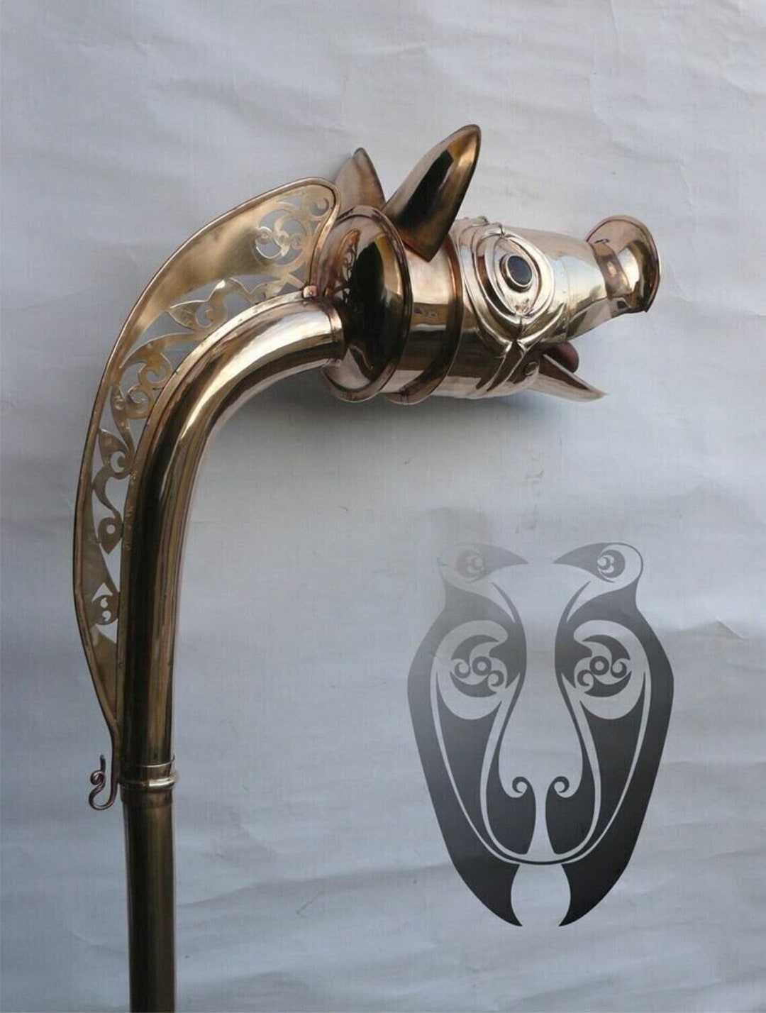 Keltisches Kriegshorn Carnyx - Mittelalterliche Trompete 1,8m Messing