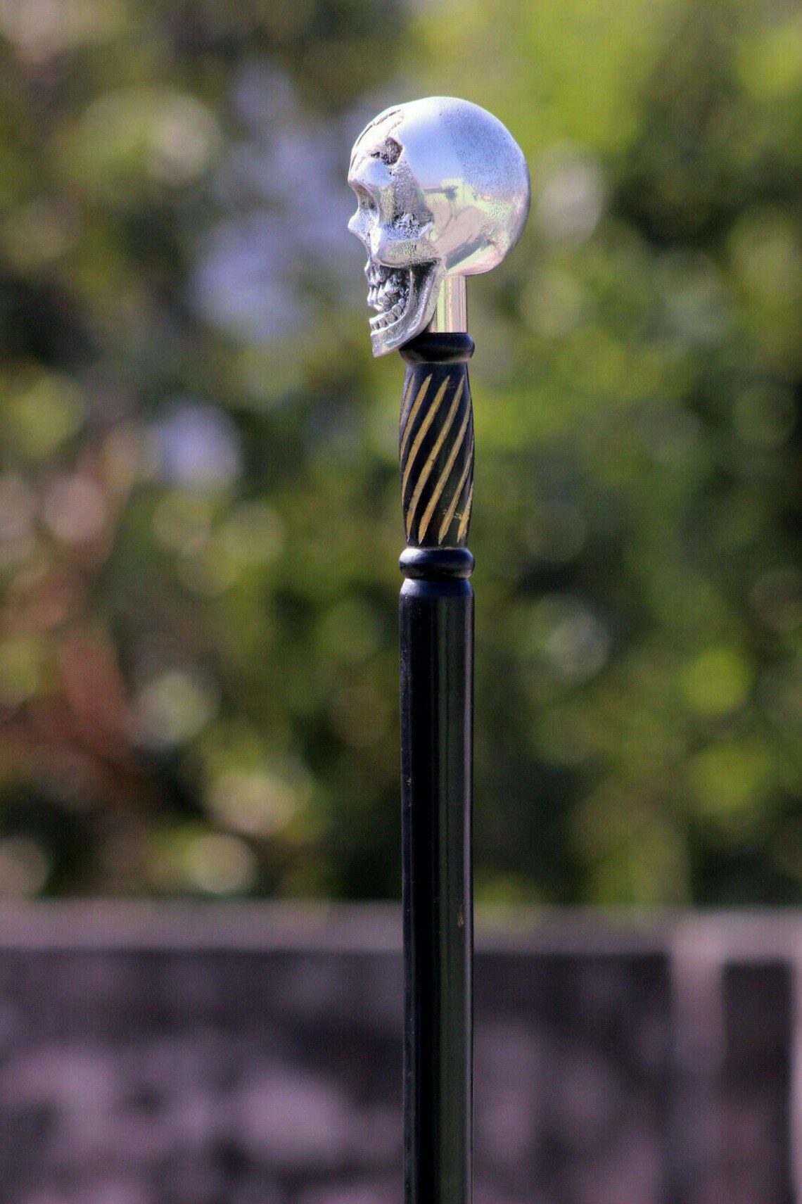 Handmade Aluminium Gothic Polish Skull Walking Stick Wooden Etsy