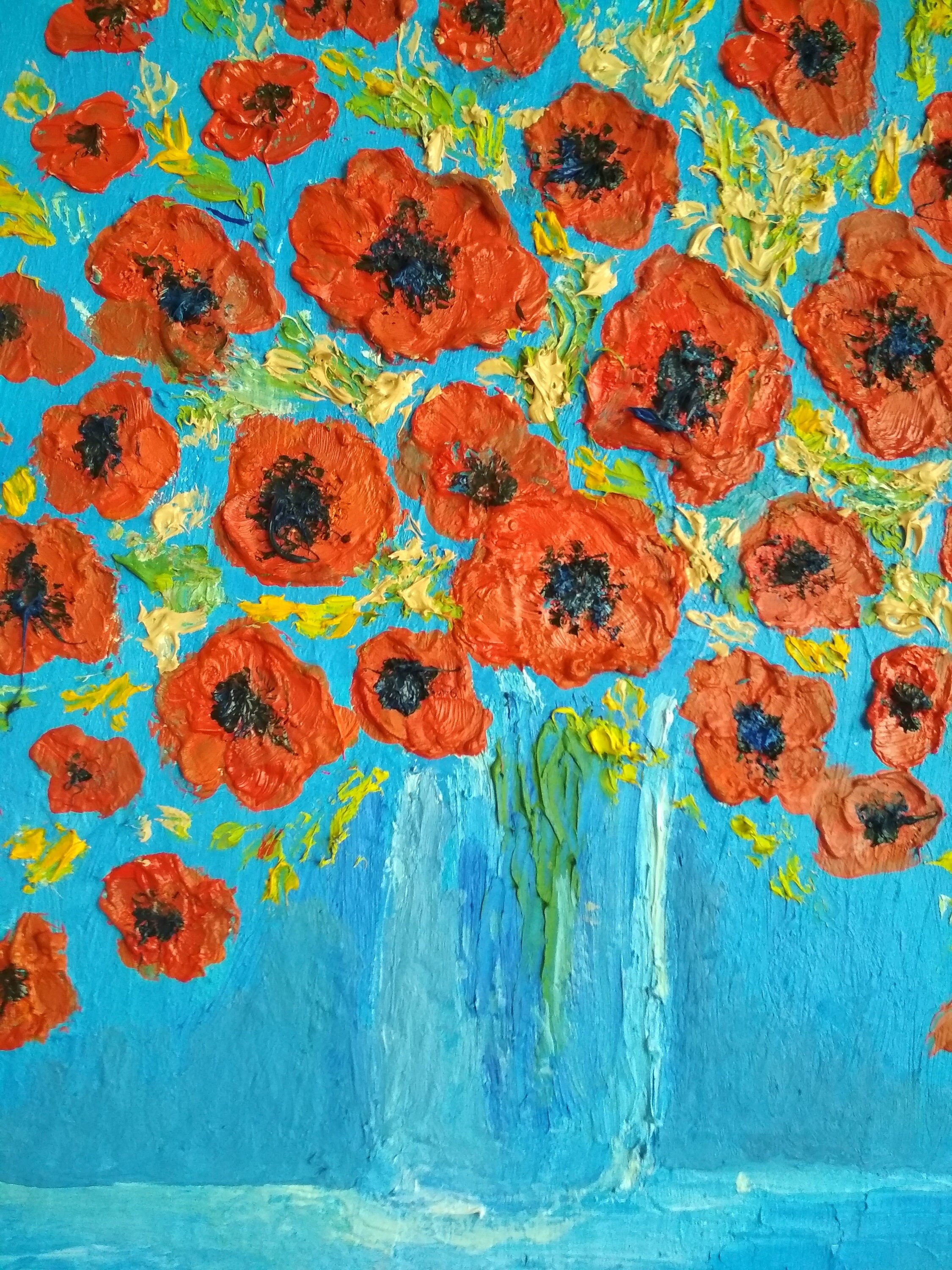Poppy Painting Original Oil Art Red Flowers Paintings Impasto Floral ...