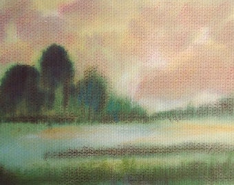 Vintage Watercolor Abstract Landscape Art Print