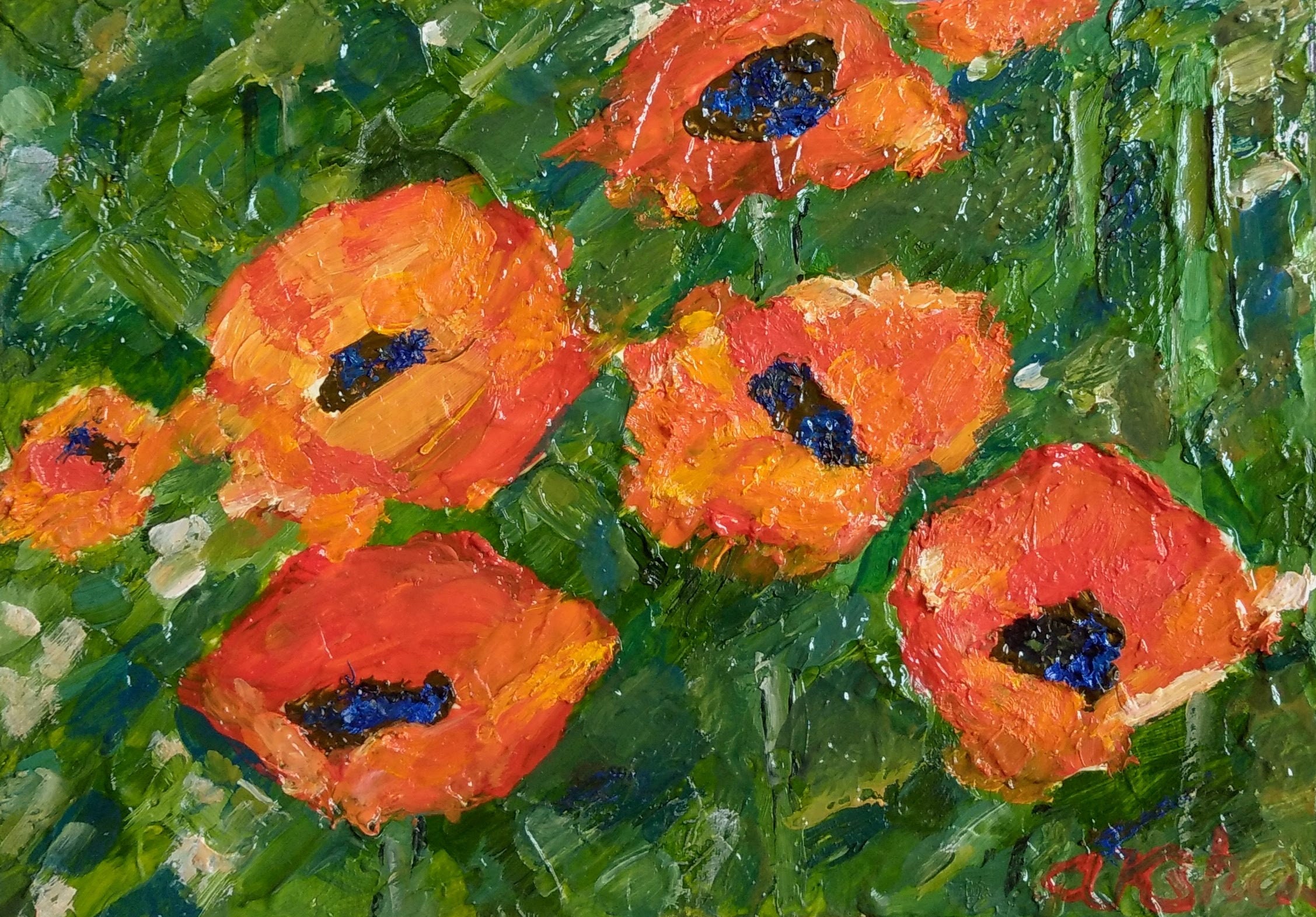 Poppy Painting Oil Original Art Flower Painting Impasto Floral | Etsy