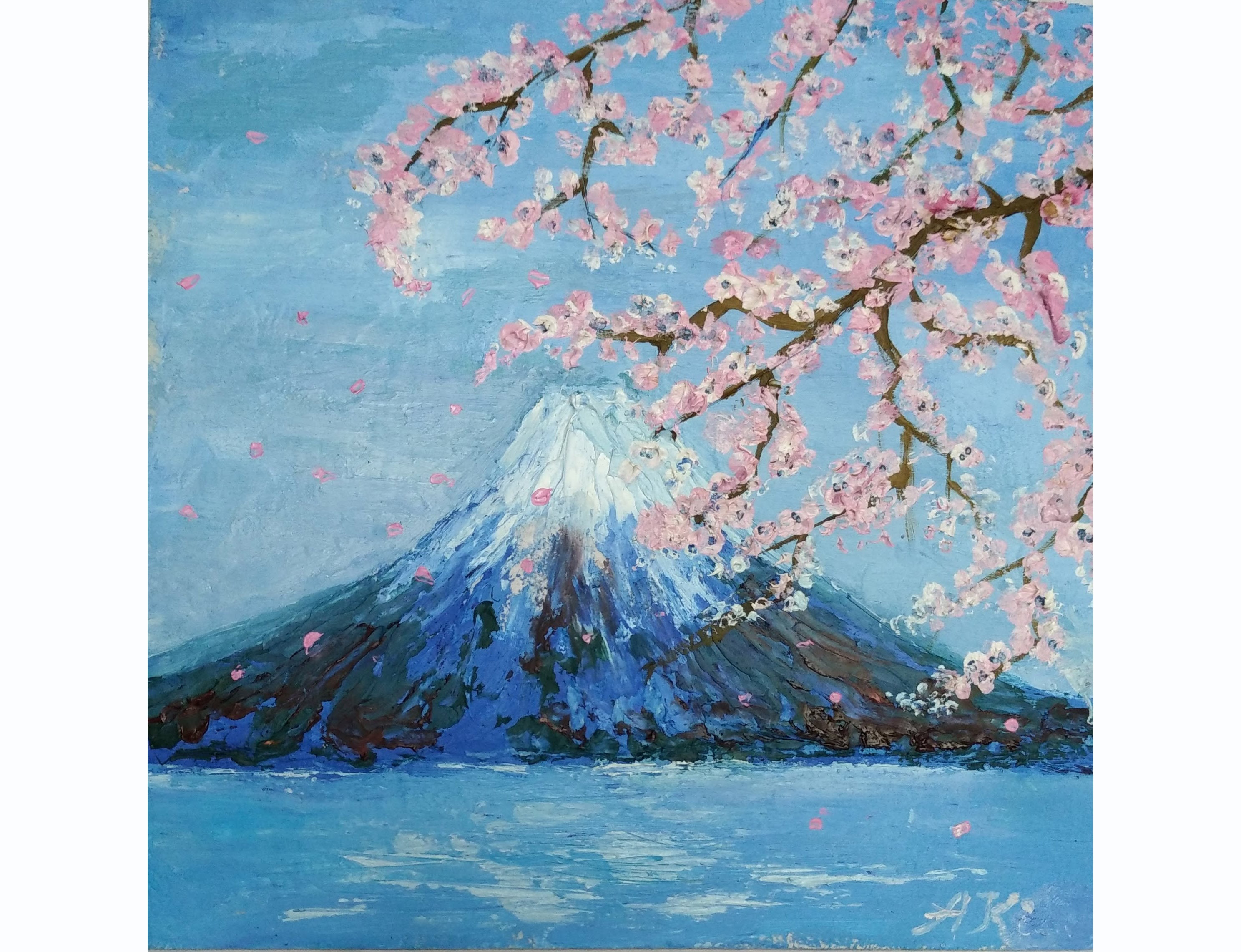 Japanese Landscape Painting Original Art Sakura Painting Oil - Etsy