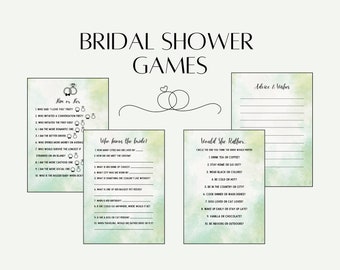 Printable Bridal Shower Games, 5x7 Bridal Shower Bundle, Digital PDF Wedding Shower Games, He Said She Said, Downloadable Bridal Games