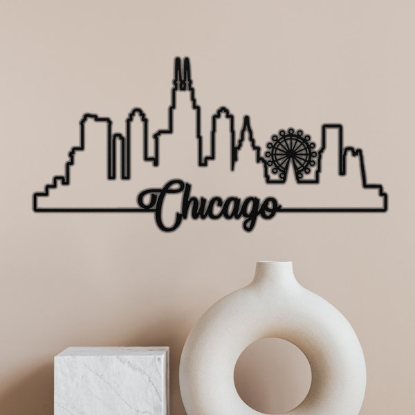 Chicago Skyline Metal Wall Art Etsy