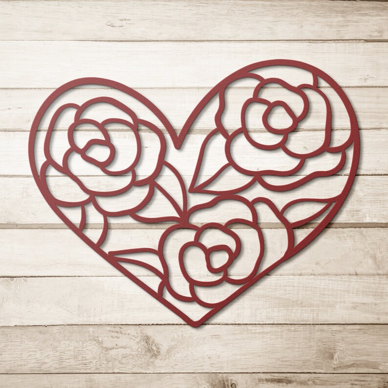 Floral Heart Metal Wall Art Lover Metal Wall Decor Etsy