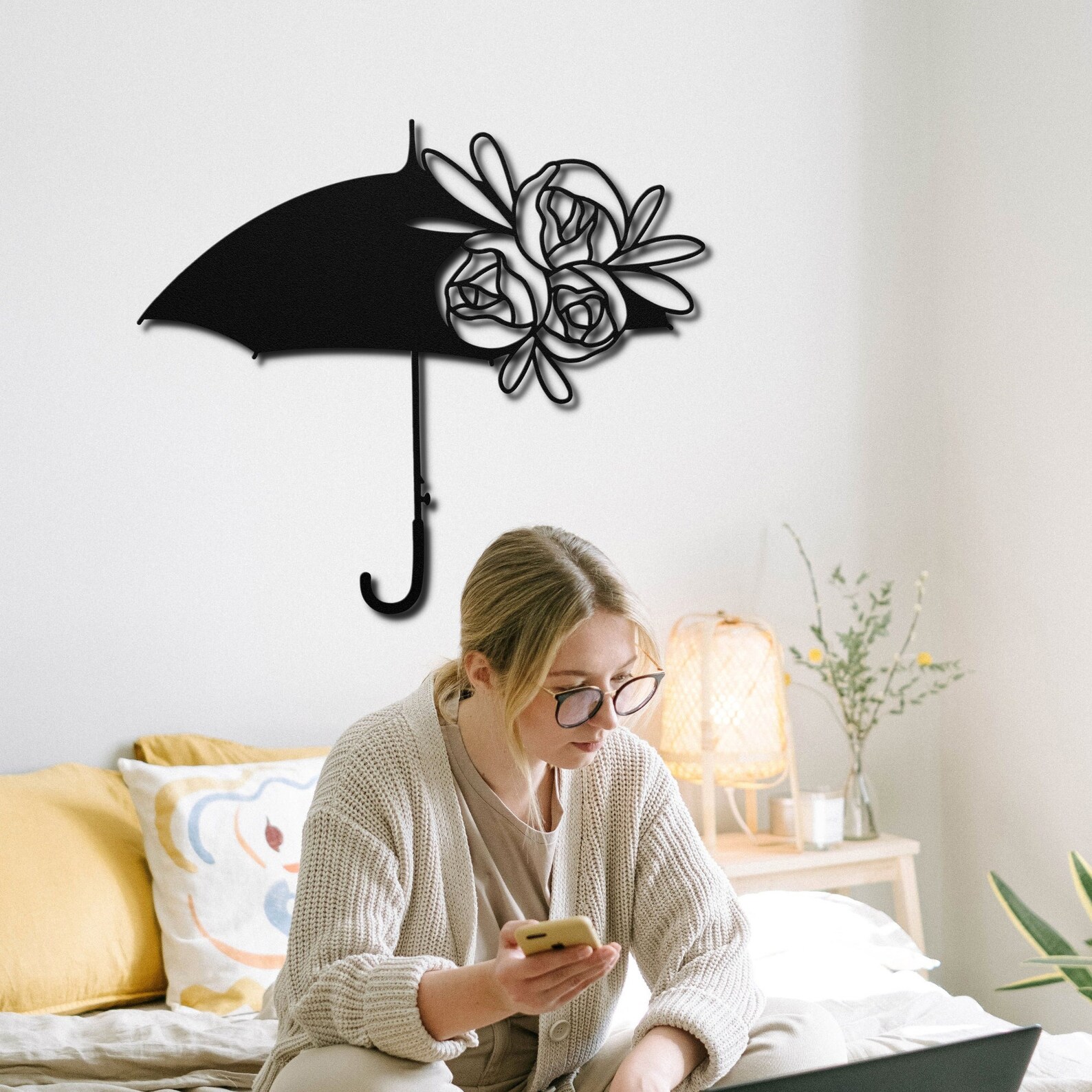 Floral Umbrella Metal Wall Art Winter Wall Art Wall Etsy