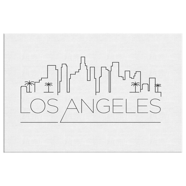 Los Angeles Skyline Canvas Print Los Angeles City Wall Art Etsy