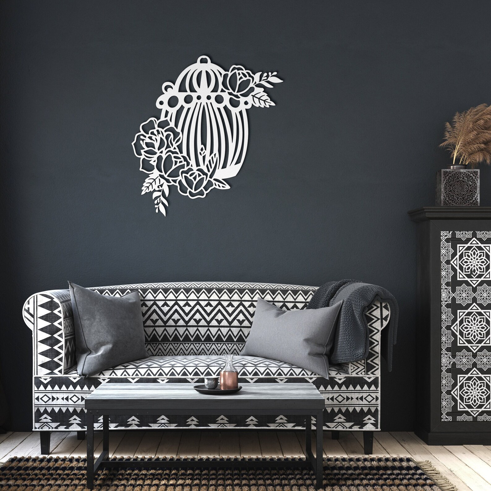 Floral Bird Cage Metal Wall Art Wedding Decor Housewarming Etsy