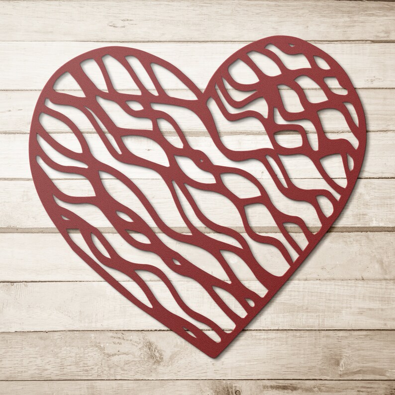 Doodle Heart Metal Wall Art Metal Art Geometric Heart Etsy