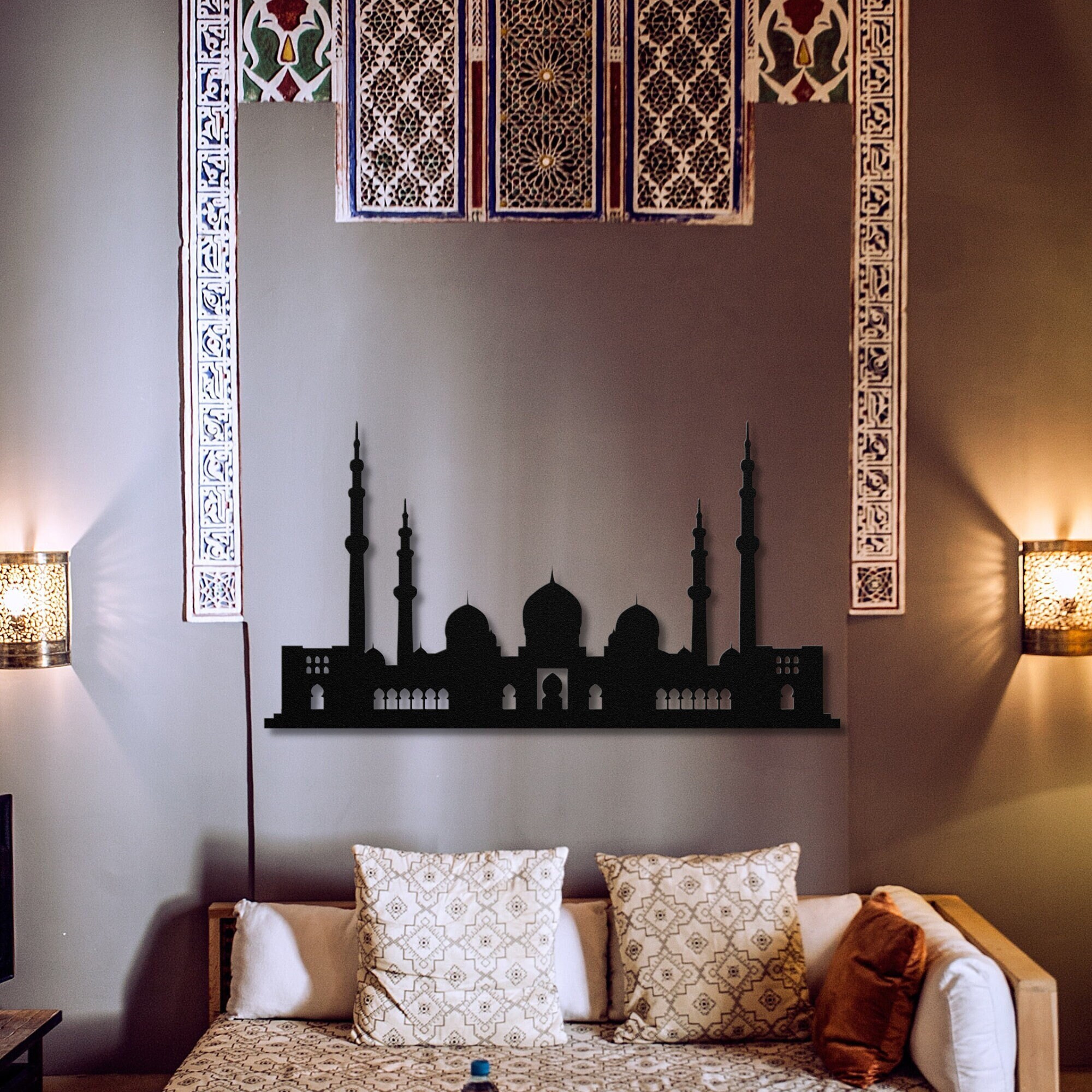 Islamic Mosque Metal Wall Art Ramadan Wall Hangings Etsy