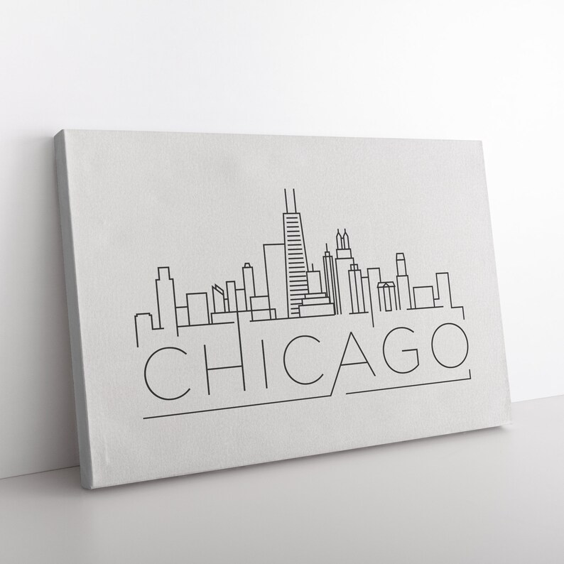 Chicago Skyline Canvas Print Chicago City Wall Art Etsy