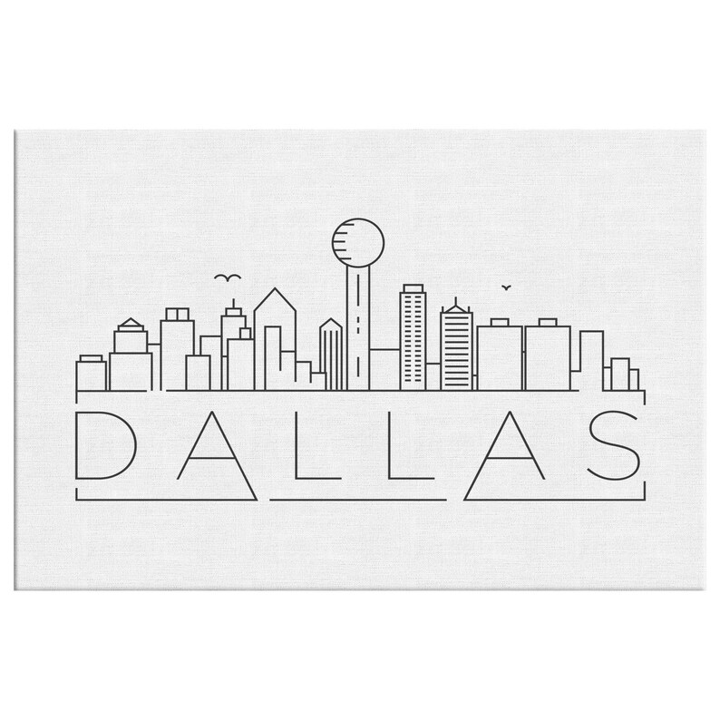 Dallas Skyline Canvas Print Dallas City Wall Art Etsy