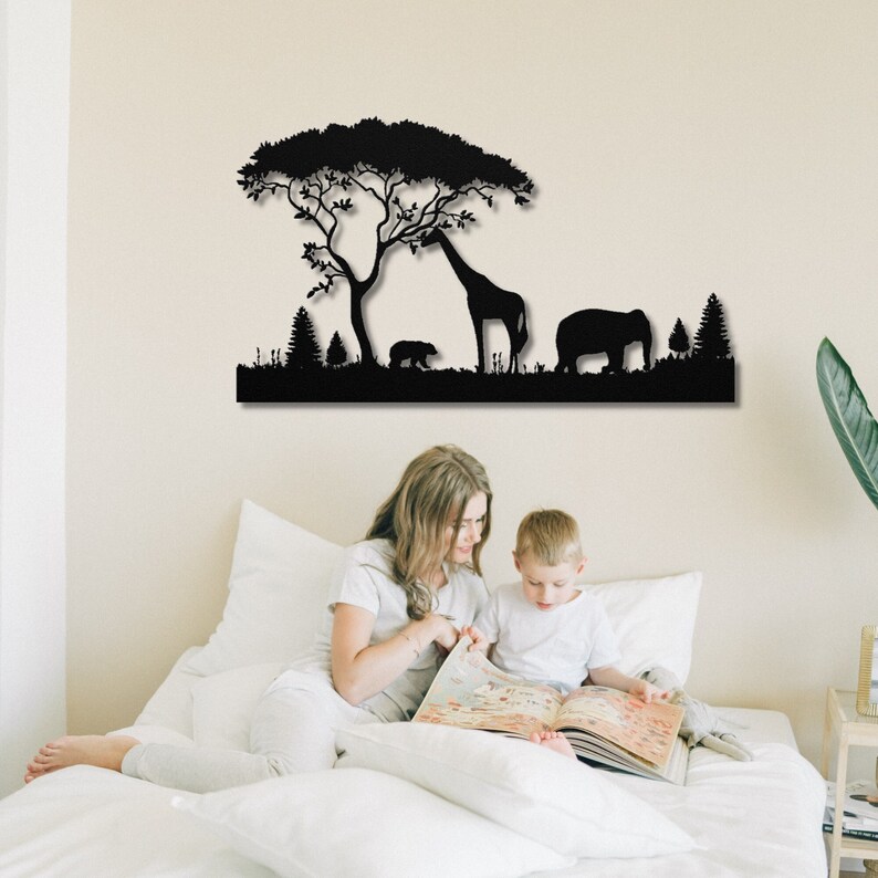 Wildlife Scene Metal Wall Art Animals Metal Wall Decor Etsy