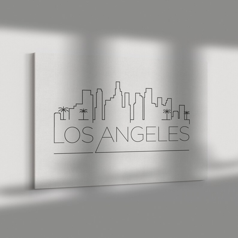 Los Angeles Skyline Canvas Print Los Angeles City Wall Art Etsy