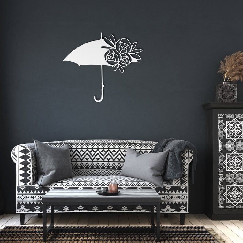 Floral Umbrella Metal Wall Art Winter Wall Art Wall Etsy