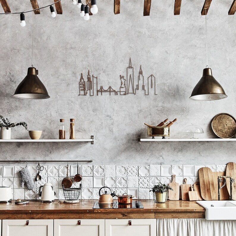 New York City Metal Wall Art City Skyline Metal Wall Decor Etsy