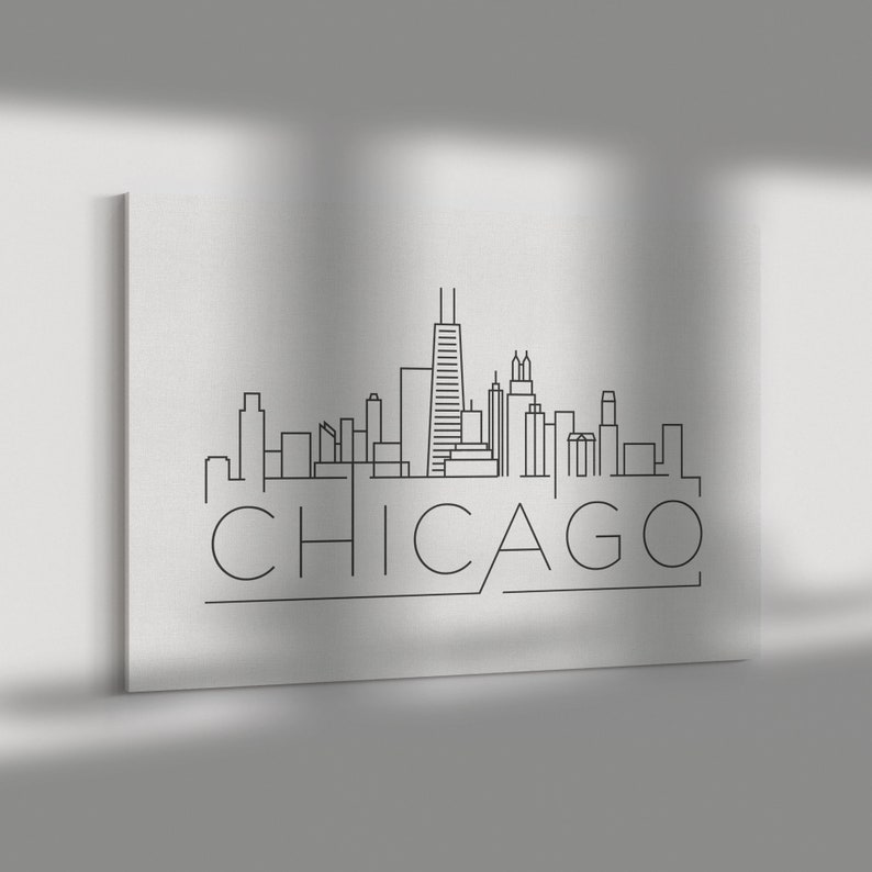 Chicago Skyline Canvas Print Chicago City Wall Art Etsy