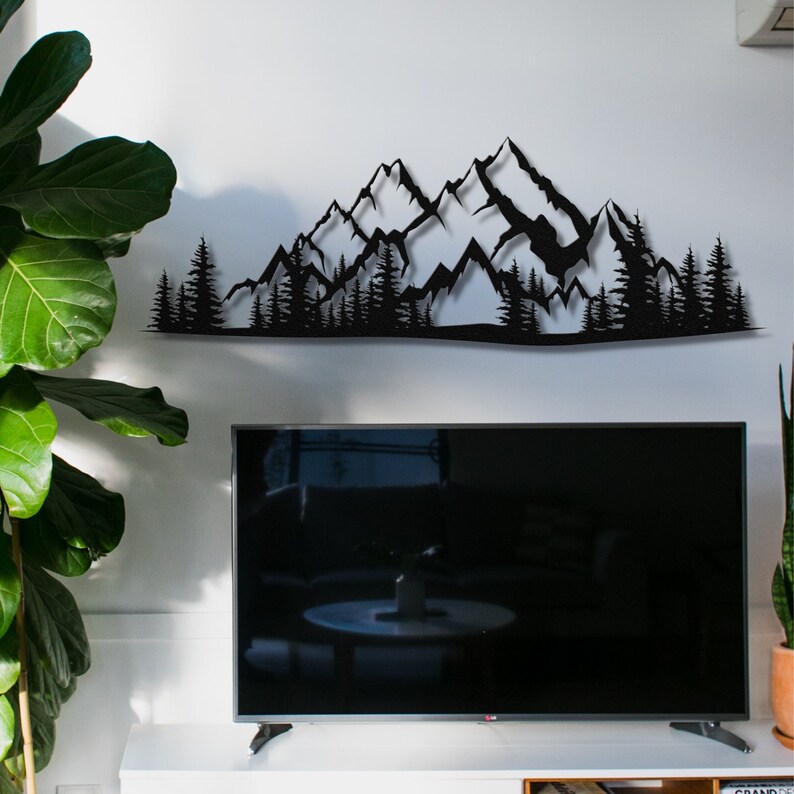 Mountains Forest Metal Wall Art Metal Wall Decor Mountain Etsy