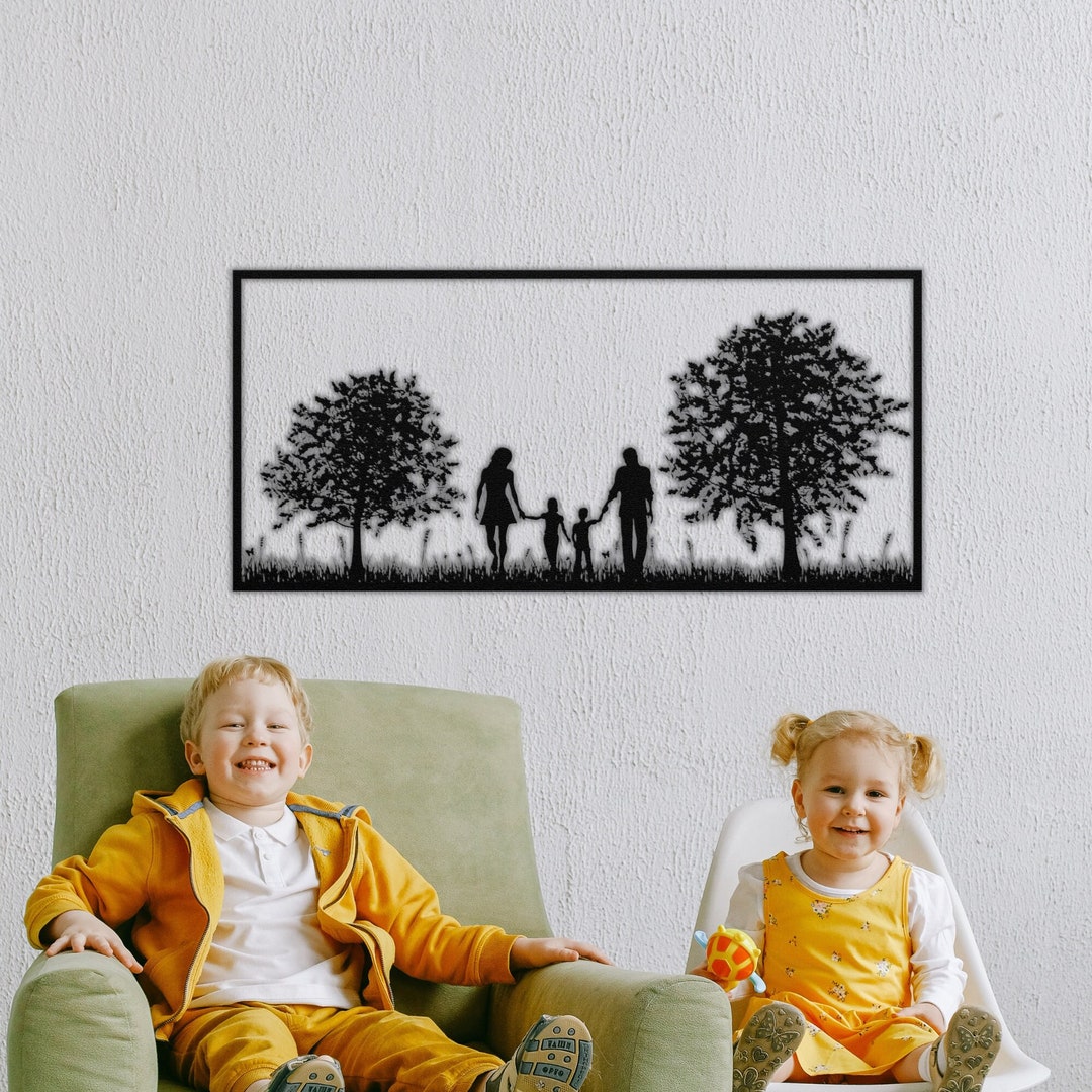 Family of 4 Metal Wall Art Family of Four Gift Mom and Dad & Etsy