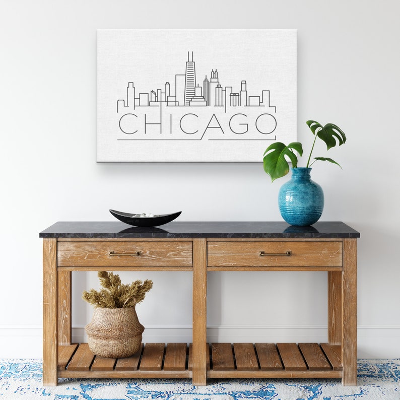 Chicago Skyline Canvas Print Chicago City Wall Art Etsy