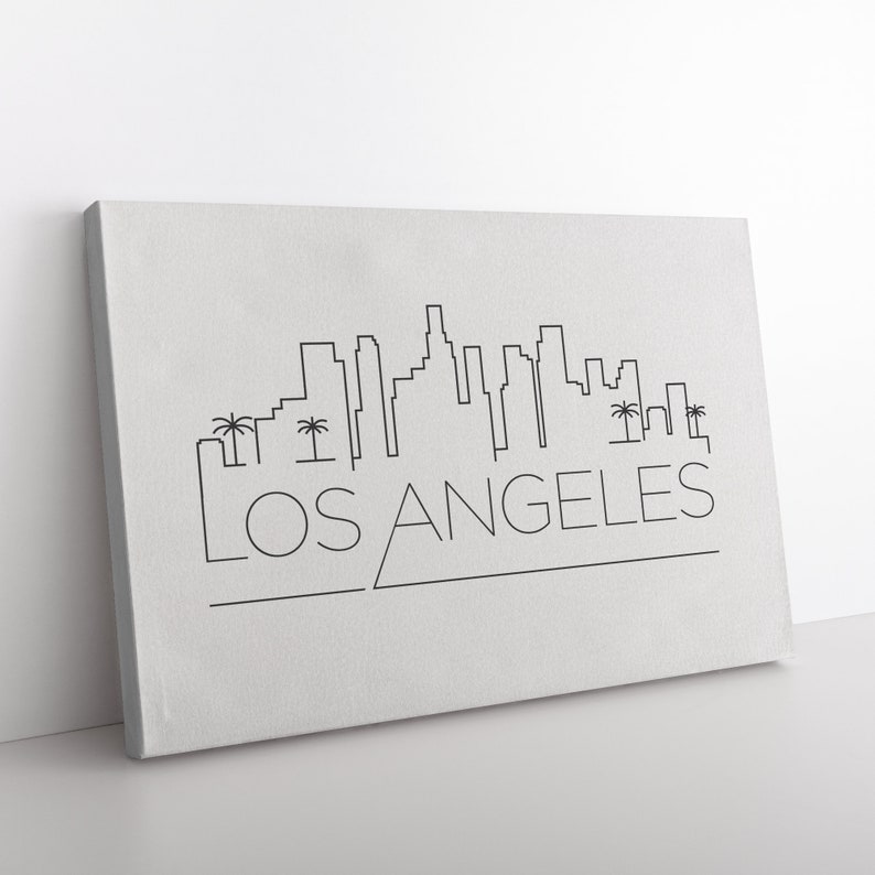 Los Angeles Skyline Canvas Print Los Angeles City Wall Art Etsy