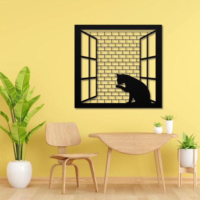 Cat on the Window Metal Wall Art Cat Lover Gift Etsy