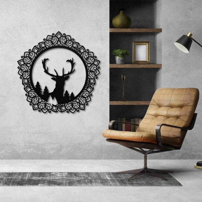 Decorative Christmas Deer Metal Wall Art Wall Hangings Etsy