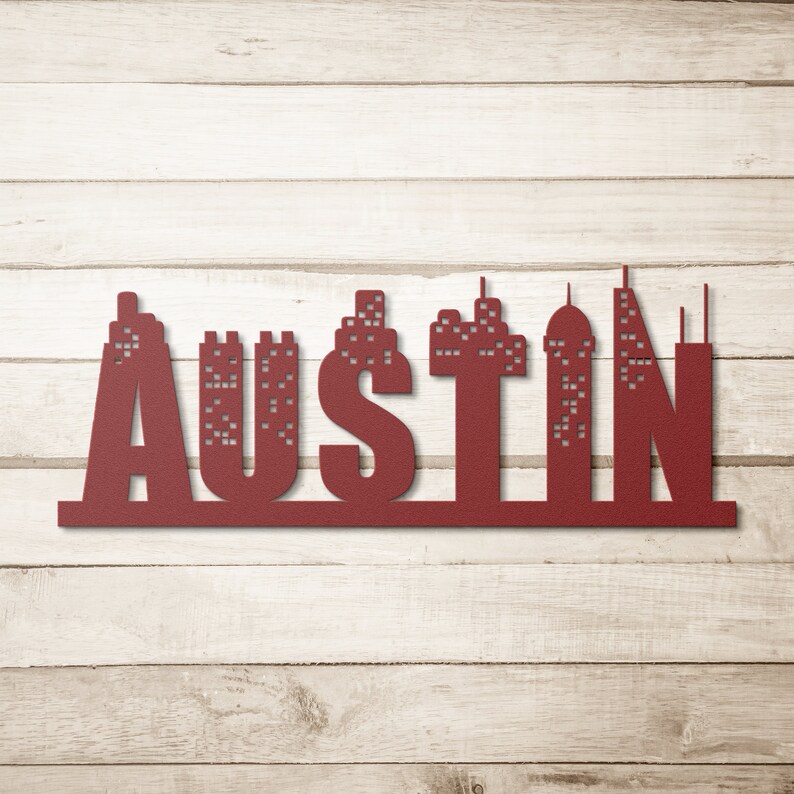 Metal Wall Art Austin City Metal Wall Art City Skyline Etsy