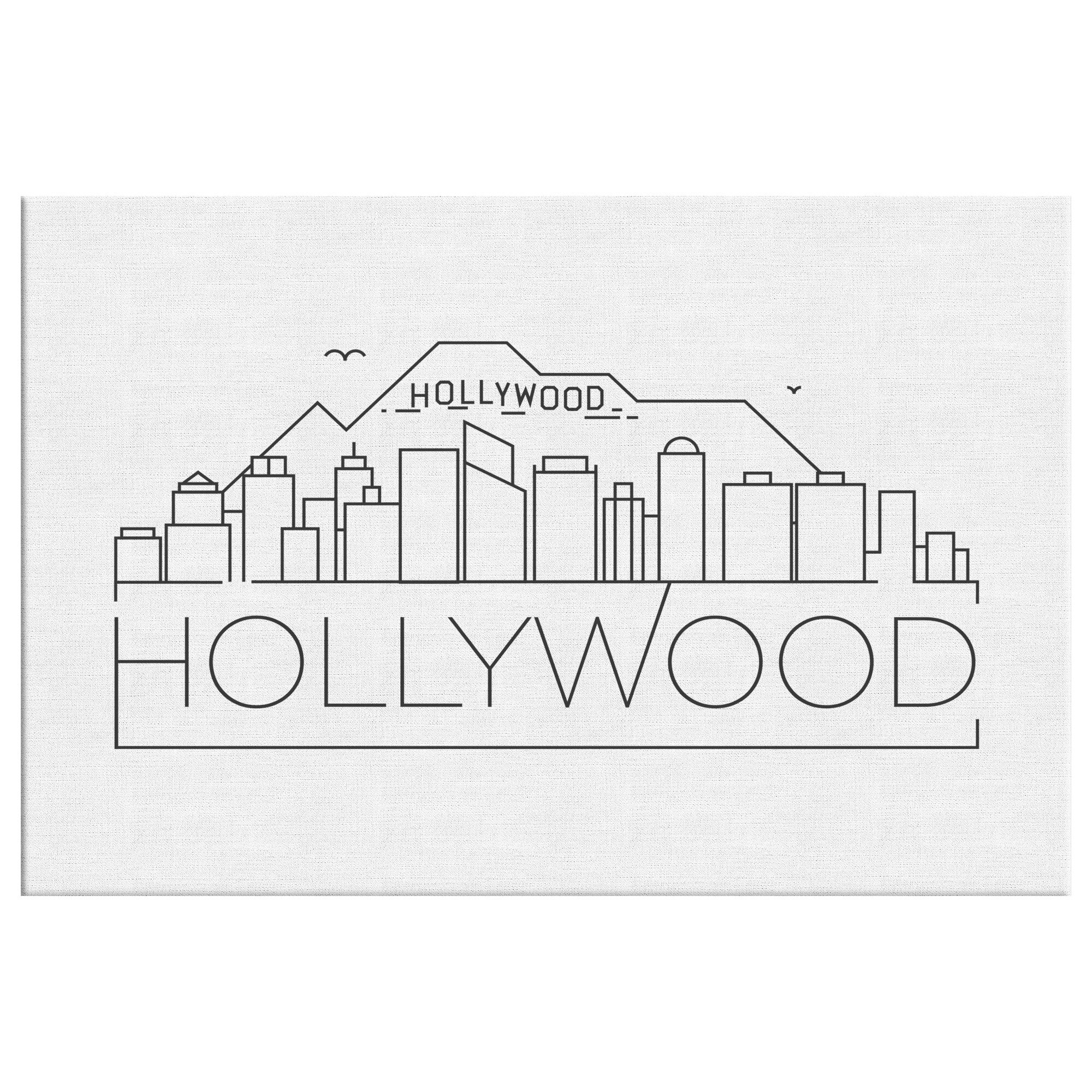 Hollywood Skyline Canvas Print Hollywood City Wall Art Etsy
