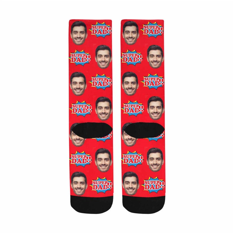 Custom Printed Socks,Personalized Face Socks,Customized I Love Dad Socks Unisex Funny Crew Sock Gifts,Gift for HimHerBirthday,Fathers Day