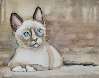 cat painting, cat art, cats, siamese