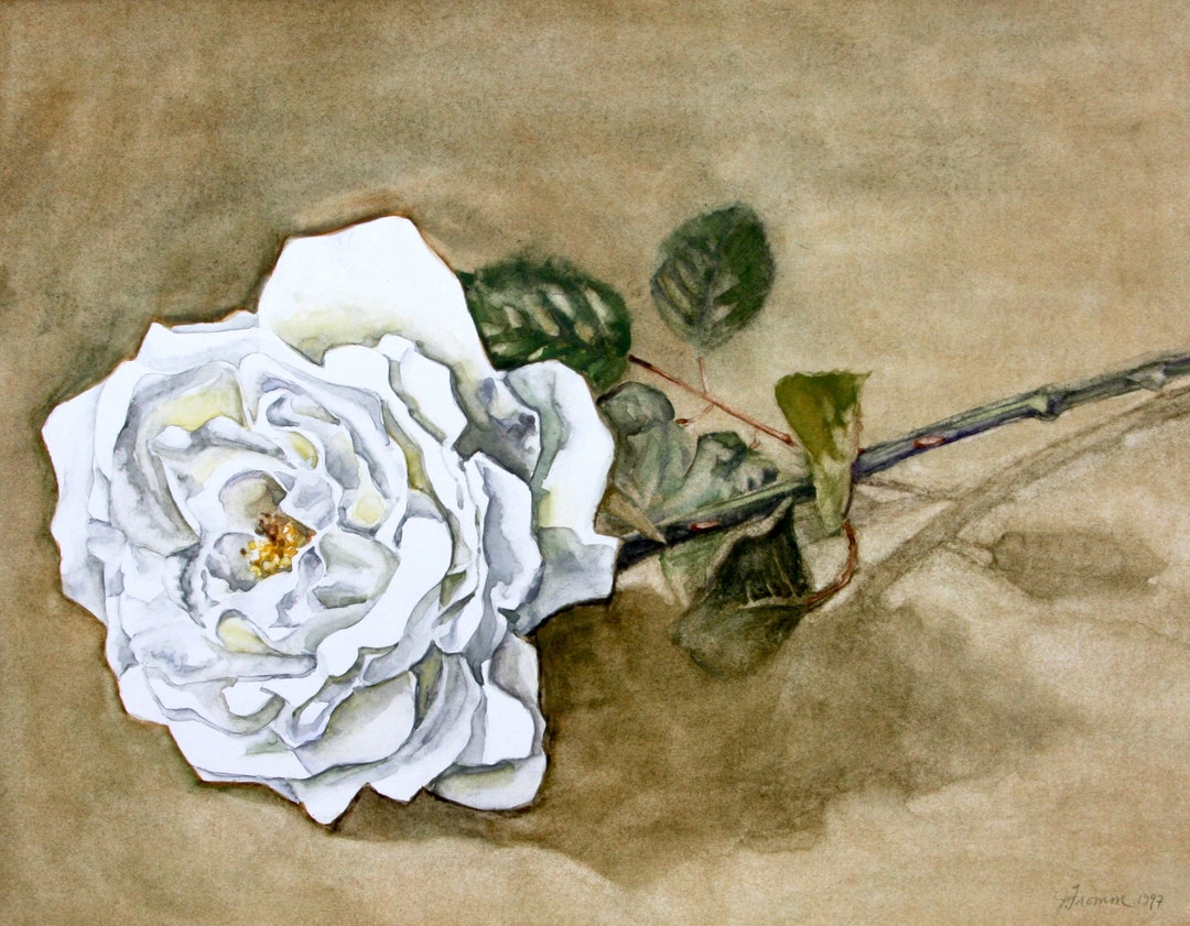 Rose Painting Floral Painting Rose Art Etsy