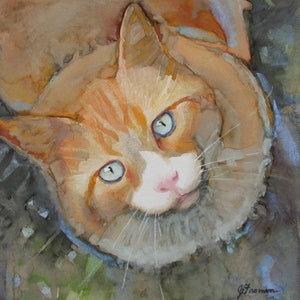 Cat painting, cat art, Cats, watercolor painting of cat