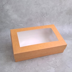 23x15x6cm sizes 9''X5.9''X2.4'' 10 pcs, Cardboard box with clear lid, Wedding Favor Box, Unique Favor Box, Kraft Gift Box, Christmas box