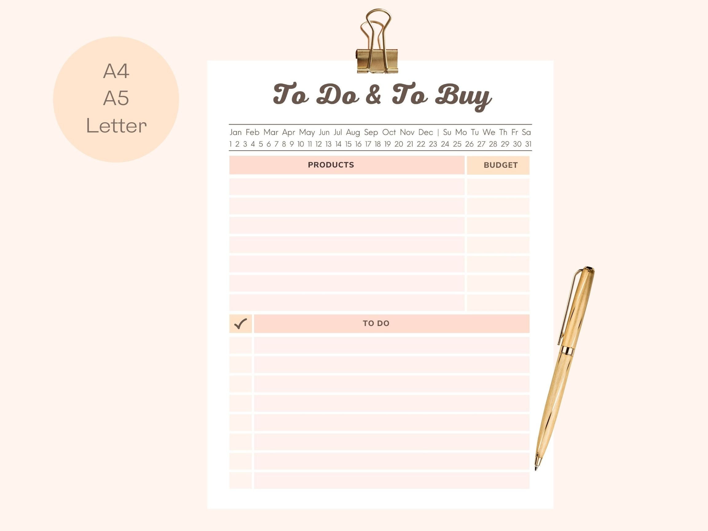 To Do and To Buy Checklist Printable Planner Digital | Etsy