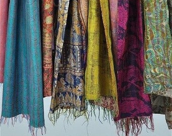 Recycled Sari Silk Kantha Scarves / Scarf