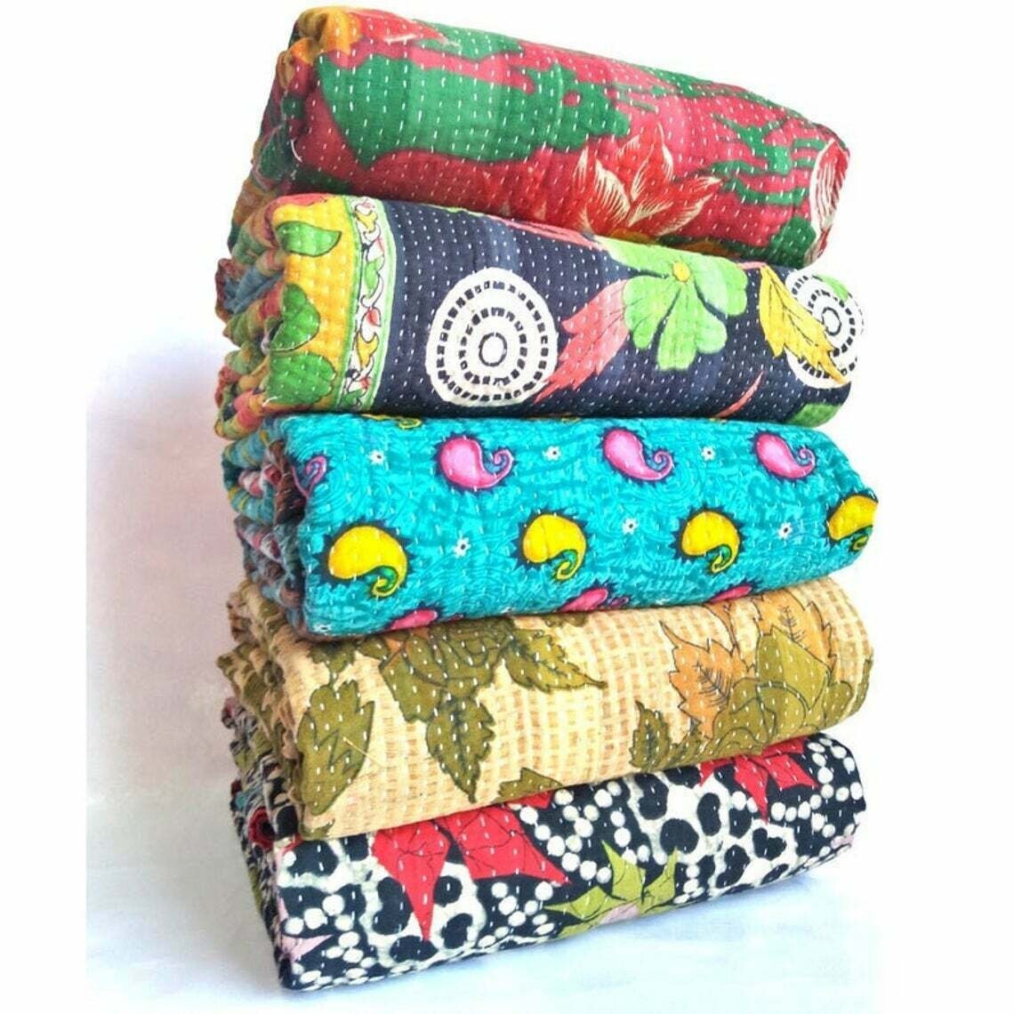 Kantha Quilts Kantha Blankets Cotton Printed Throws Etsy