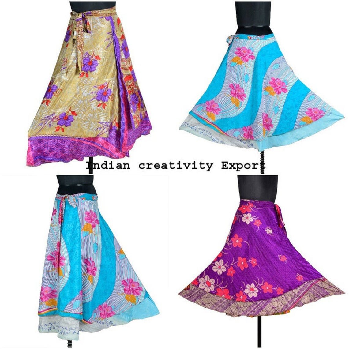 3 Pcs Indian Silk Skirts Vintage Silk Skirt Bohemian Skirts Etsy