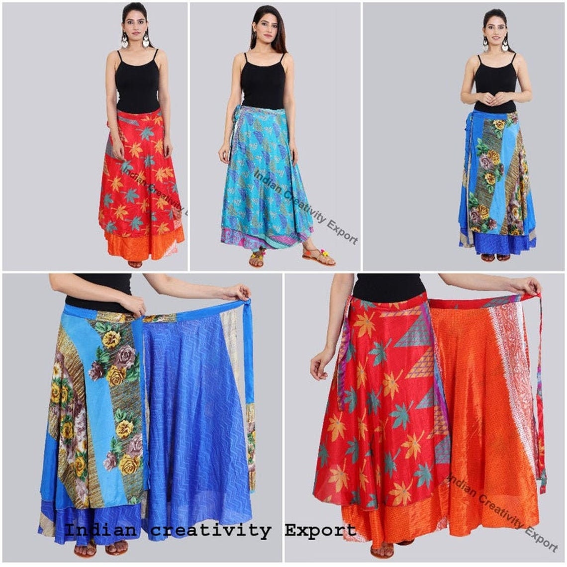 3 Pcs Indian Silk Skirts Vintage Silk Skirt Bohemian Skirts Etsy