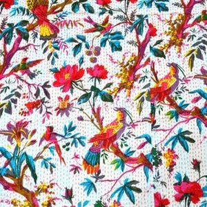 Handmade Kantha Quilt, Vintage Style Blanket, Unique Bedspread, Antique Indian Textile, Home Décor