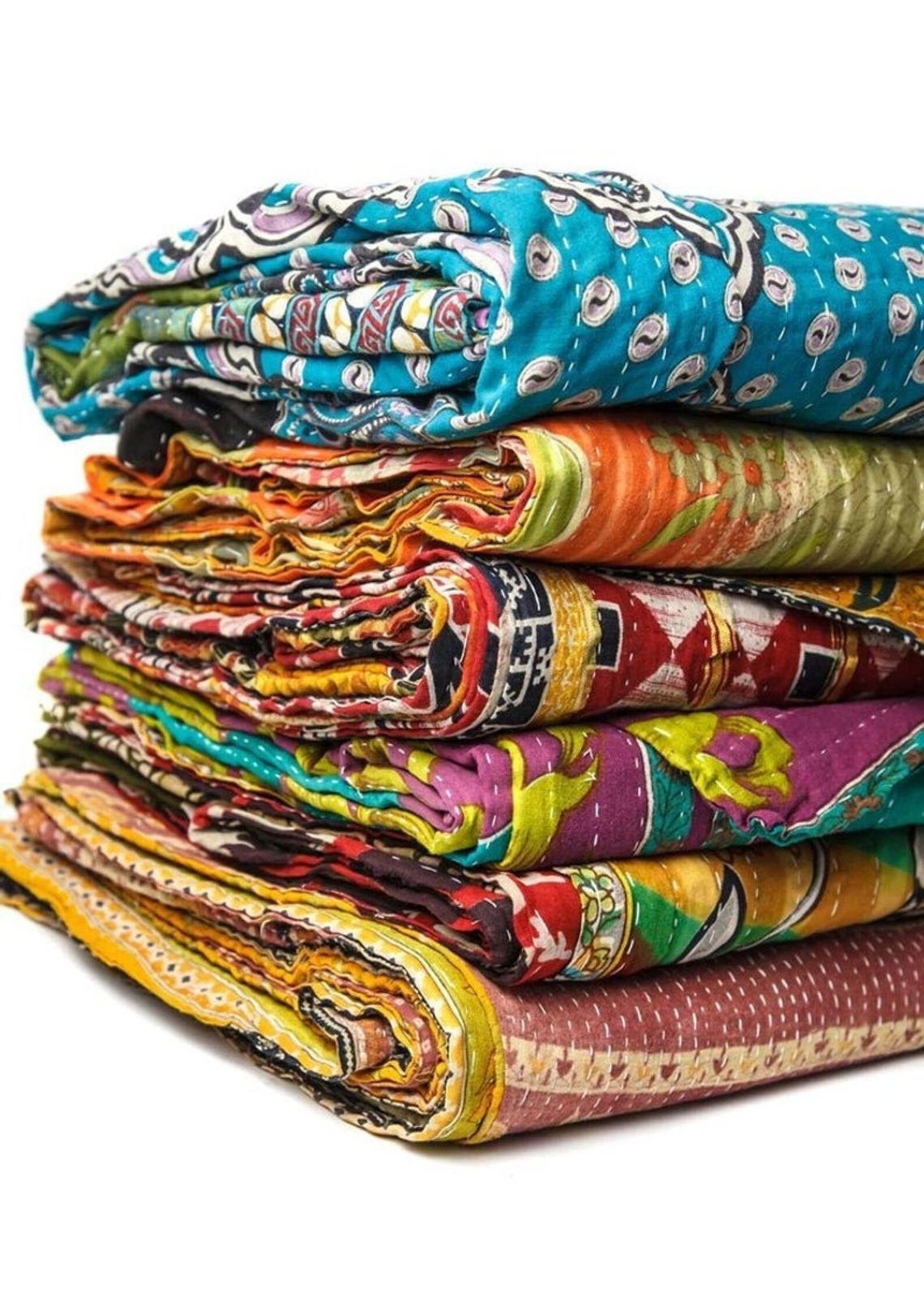 KANTHA QUILTS Vintage throw Blanket BeddingTwin85X55 Etsy