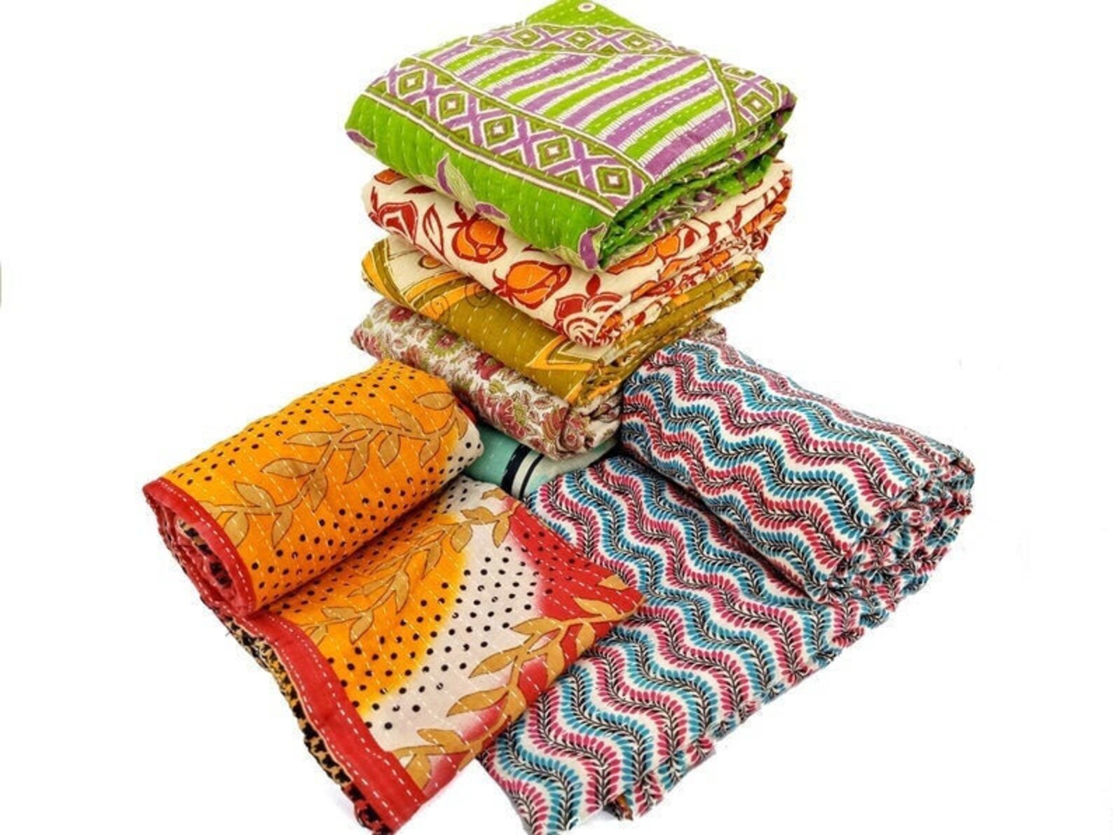 Beautiful Vintage Kantha Quilt Etsy