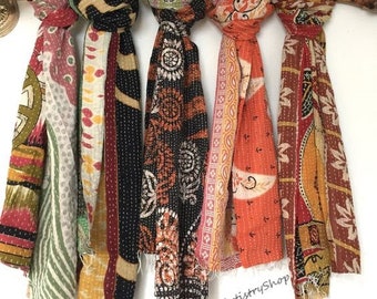 Wholesale Lot of Indian Vintage Kantha Scarf Bohemian Reversible Double Layer Cotton Kantha Scarves Stole Headwraps Shawl