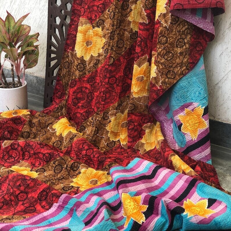 Free Shipping Cotton 90X60 Twin Sizes Kantha Quilts & Throws Etsy