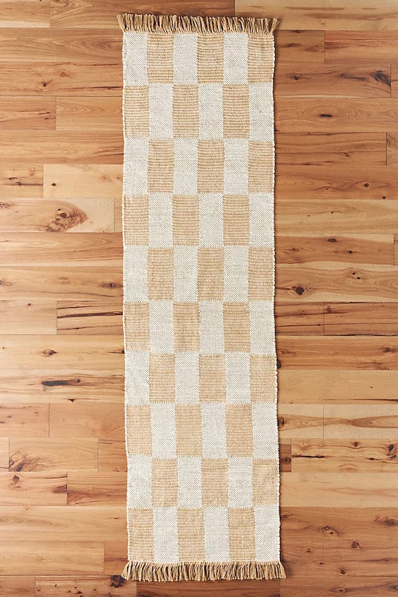 Riley Natural and Bleached Checkered Jute Rug