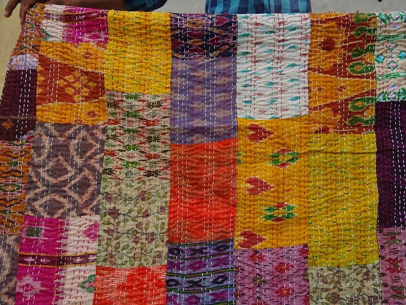 Patola Indische Seide Sari Kantha Bild 3