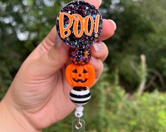 Boo Badge Reel, Halloween Badge Reels, Spooky Season Badge Reels, Fall Badge Reel, Glitter Badges, Cute Badge Reel, Gifts for Nurse