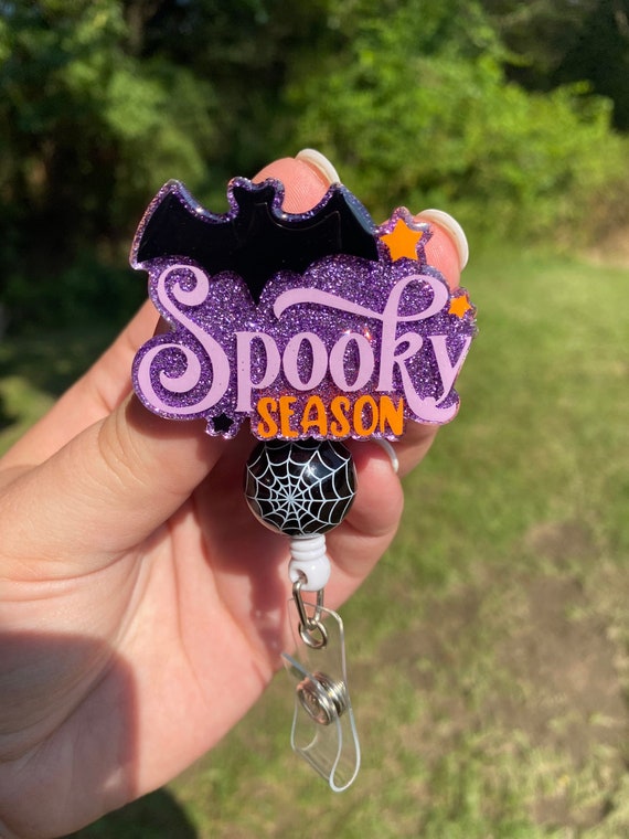 Spooky Season Badge Reel, Spooky Badge Reel, Halloween Badge Reel, Cute  Badge Reel, Seasonal Badge Reel, Bat Bage Reel, Glitter Badge Reel