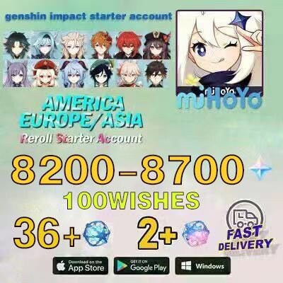 NA//Guaranteed 95-100 draws//LEVEL10(AR20-25)//draws Accounts//Genshi…